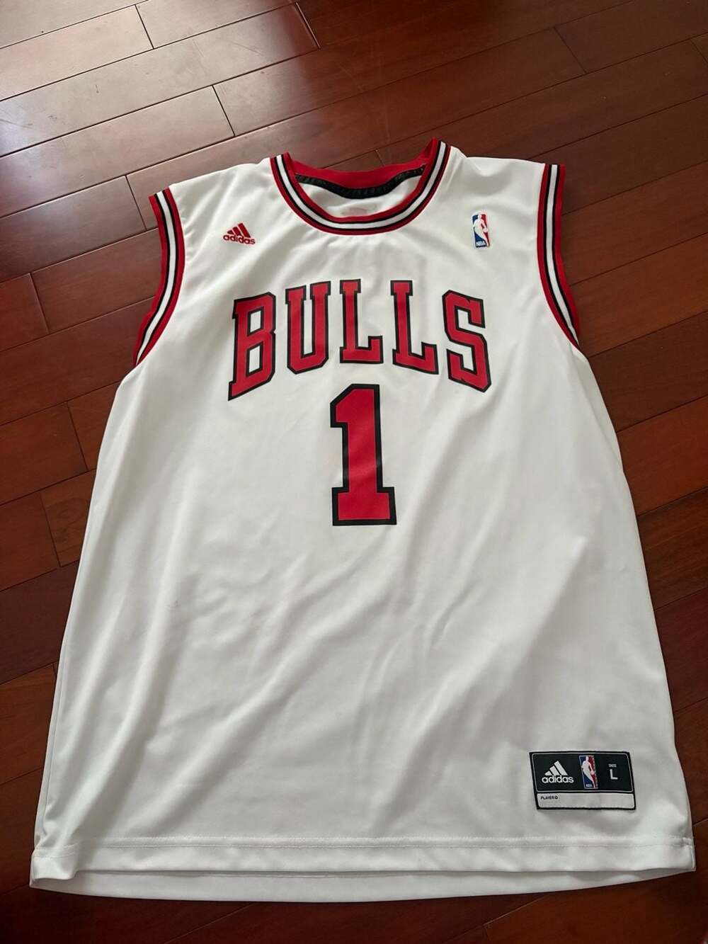 Adidas Chicago Bulls Derrick Rose #1 White Basketball Jersey Size L